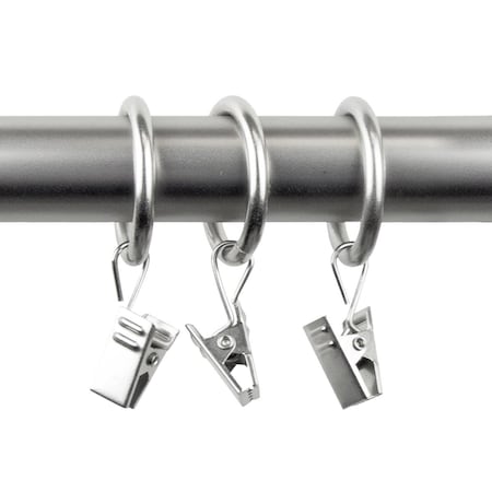 H2H 1 in. Curtain Rings with Clips, Satin Nickel - Set of 10 H23728621